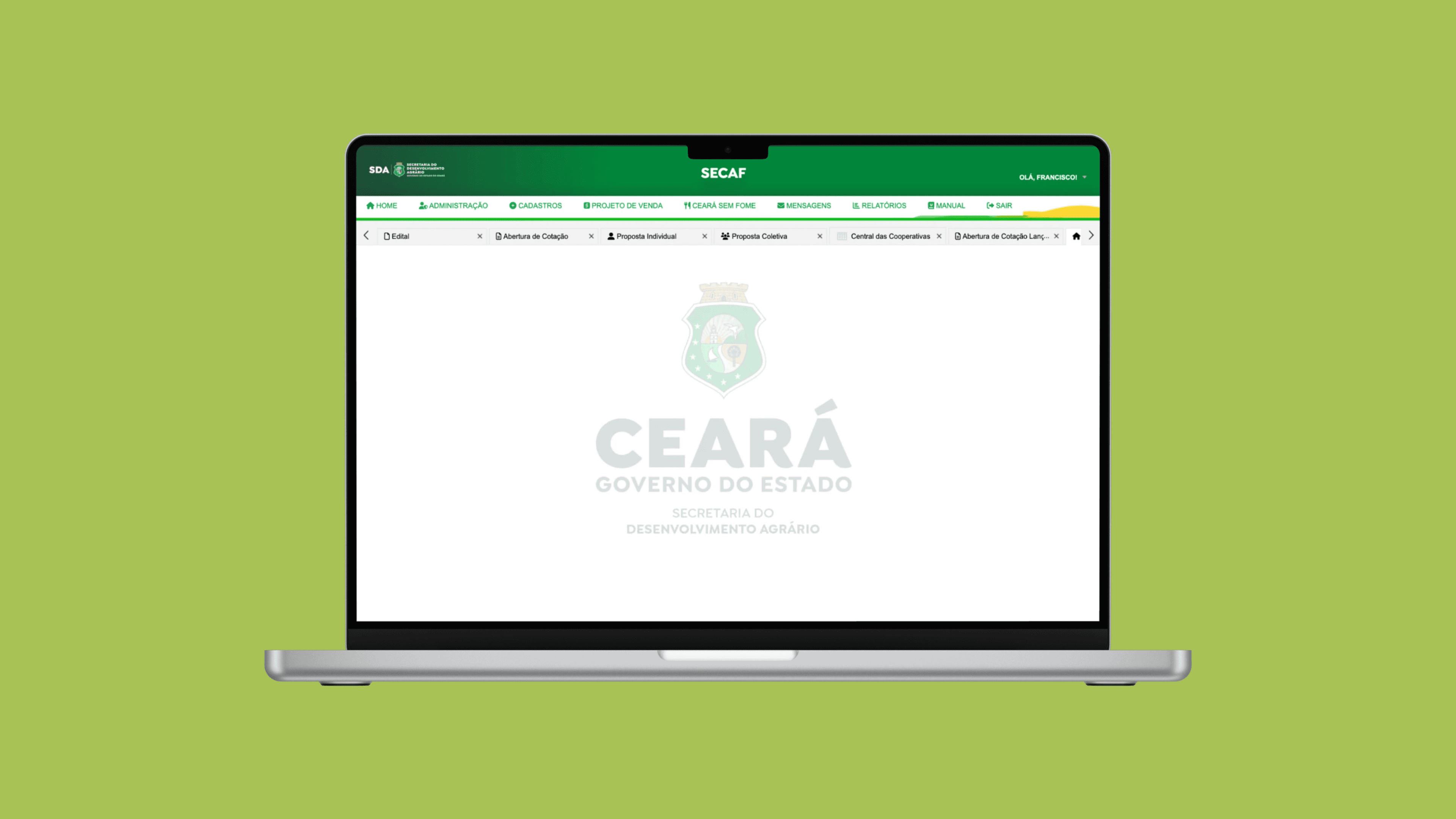 Capa do projeto: Sistema SECAF - Sistema Estadual de Cadastro de Agricultores Familiares