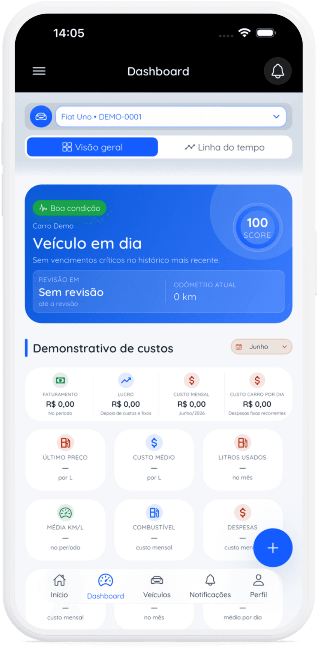 Tela de dashboard do app do motorista