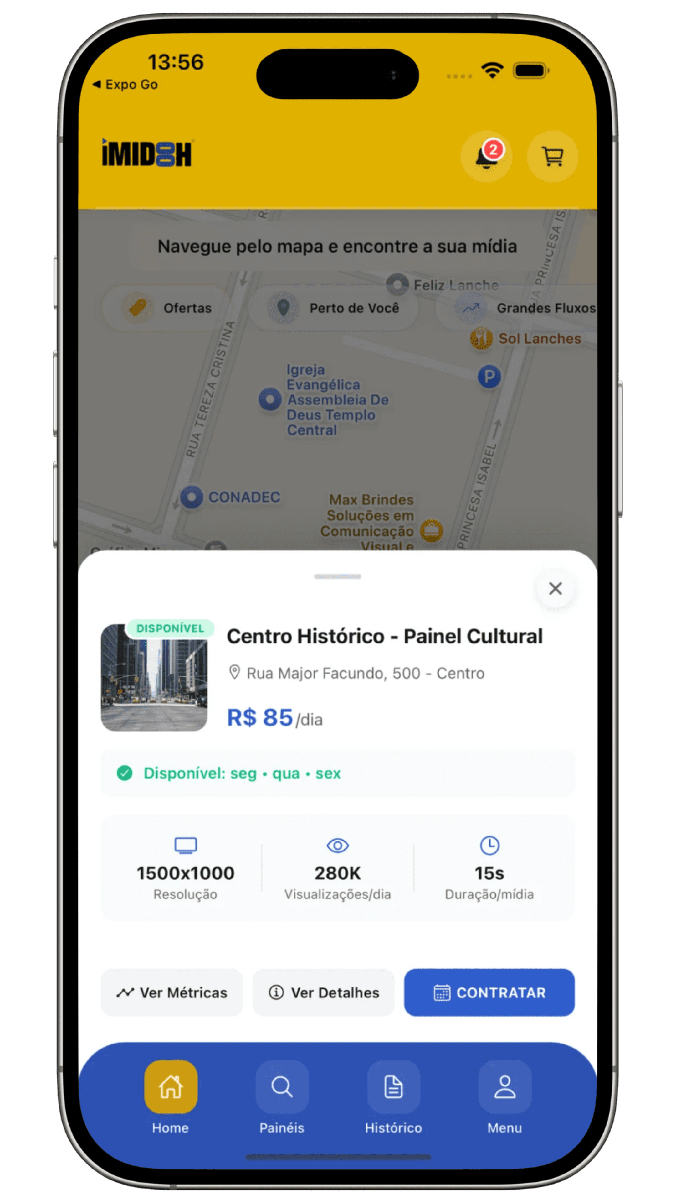 Detalhe de um painel disponível para contratação no iMidooh